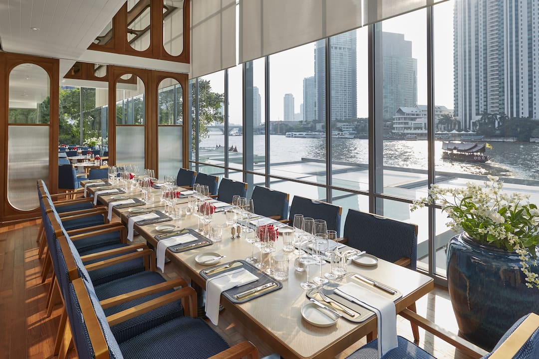 private dining in lord jims with river view at mandarin oriental, bangkok